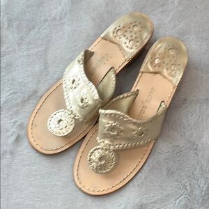 Jack Rogers Women's Gold Wedge Sandals (7.5)